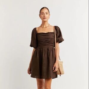 Dissh Sara chocolate linen mini dress. US size 8.